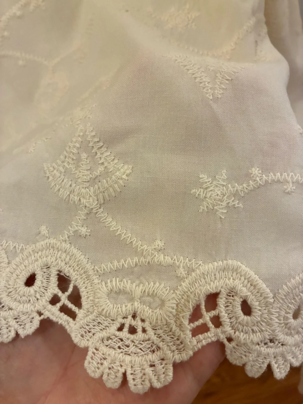Democracy Cream Eyelet Lace Scoop Neck Flutter Sleeve Top - Picture 5 of 11
